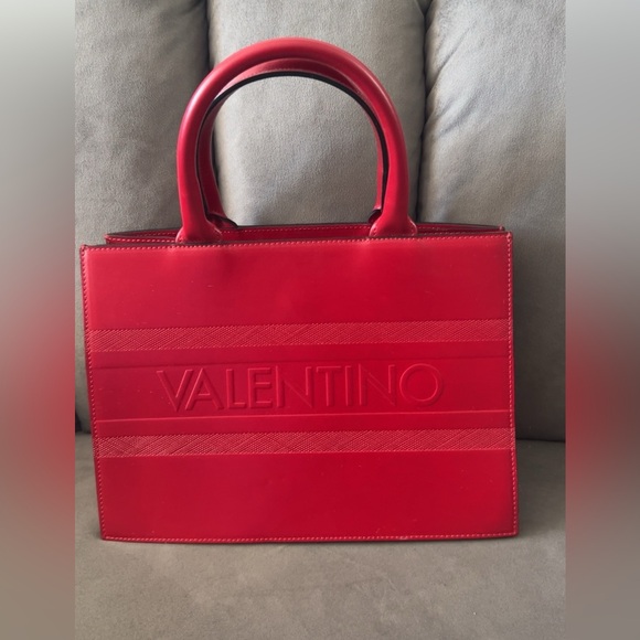 Valentino by Mario Valentino Red Leather Tote Bag - Picture 3 of 11